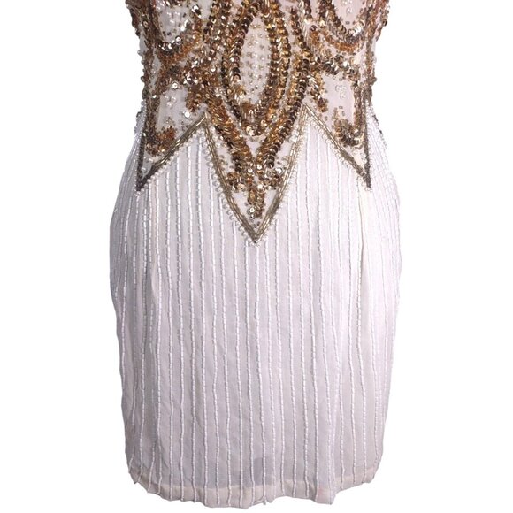 NWT Vintage Cache Silk Beaded Old Hollywood Glam Flapper Mini Halter Dress 6 - Picture 3 of 8